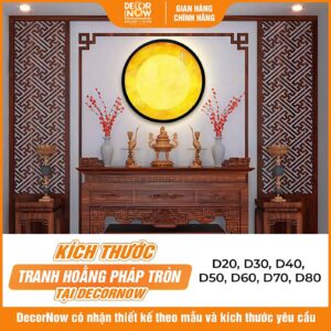 Kích thước tranh trúc chỉ in tròn trơn vàng DecorNow TC578