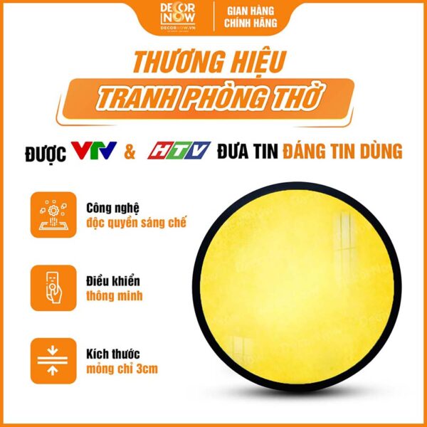 Giới thiệu chung tranh trúc chỉ in tròn trơn vàng DecorNow TC576