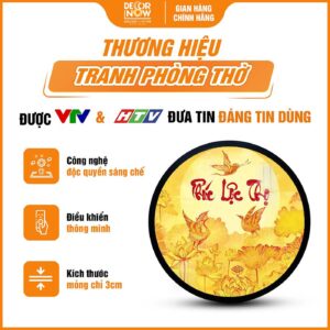 Tổng quan về tranh trúc chỉ in tròn chữ Phúc Lộc Thọ kèm sen hạt DecorNow TC570