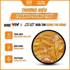 Tổng quan về tranh trúc chỉ in tròn mẫu sen chuồn chuồn DecorNow TC564