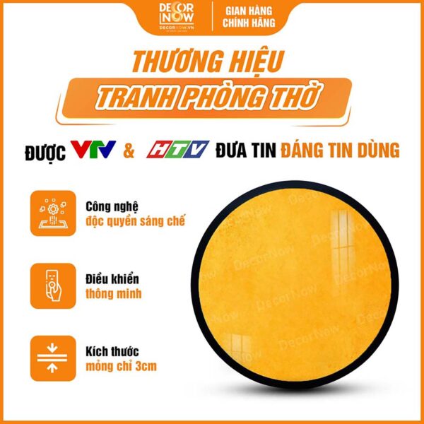 Tổng quan về tranh trúc chỉ in tròn trơn vàng DecorNow TC577