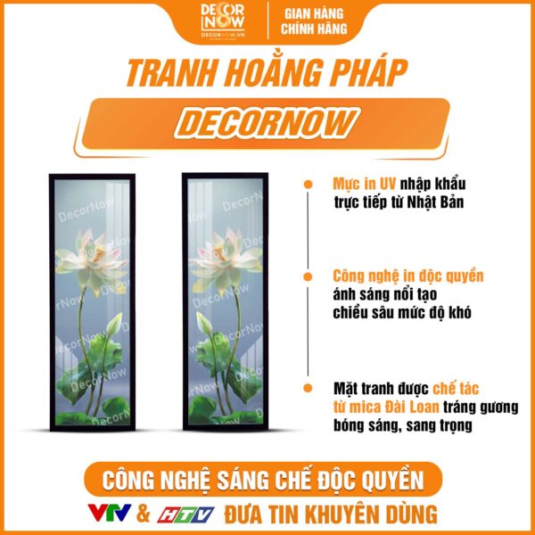 Bề mặt tranh hoằng pháp đối Sen Trắng Tinh Khôi HD846