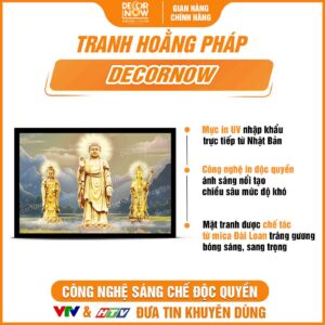 Bề mặt tranh hoằng pháp Tây Phương Tam Thánh DecorNow HD856