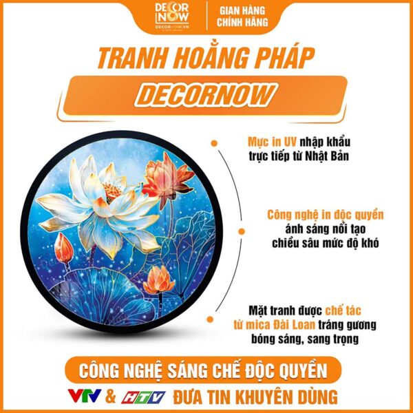 bề mặt tranh hoằng pháp tròn sen xanh hy vọng DecorNow HD845