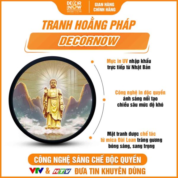 Bề mặt tranh treo tường Phật A Di Đà đứng DecorNow HD853