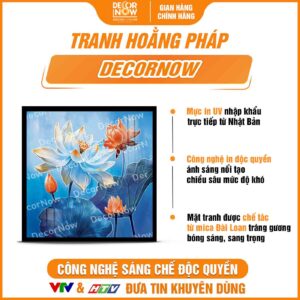 Bề mặt tranh hoằng pháp vuông sen đào quý phái DecorNow HD885