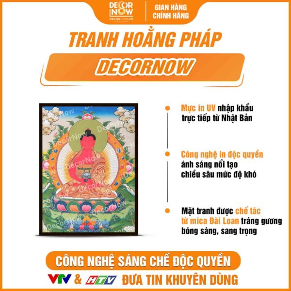 Bề mặt tranh Phật giáo đứng ThangKa Phật A Di Đà DecorNow HD866