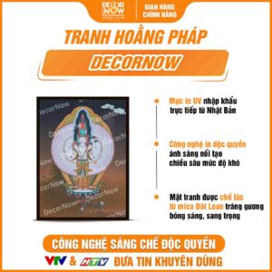 Bề mặt tranh Phật giáo đứng ThangKa Quan Âm Bồ Tát DecorNow HD879