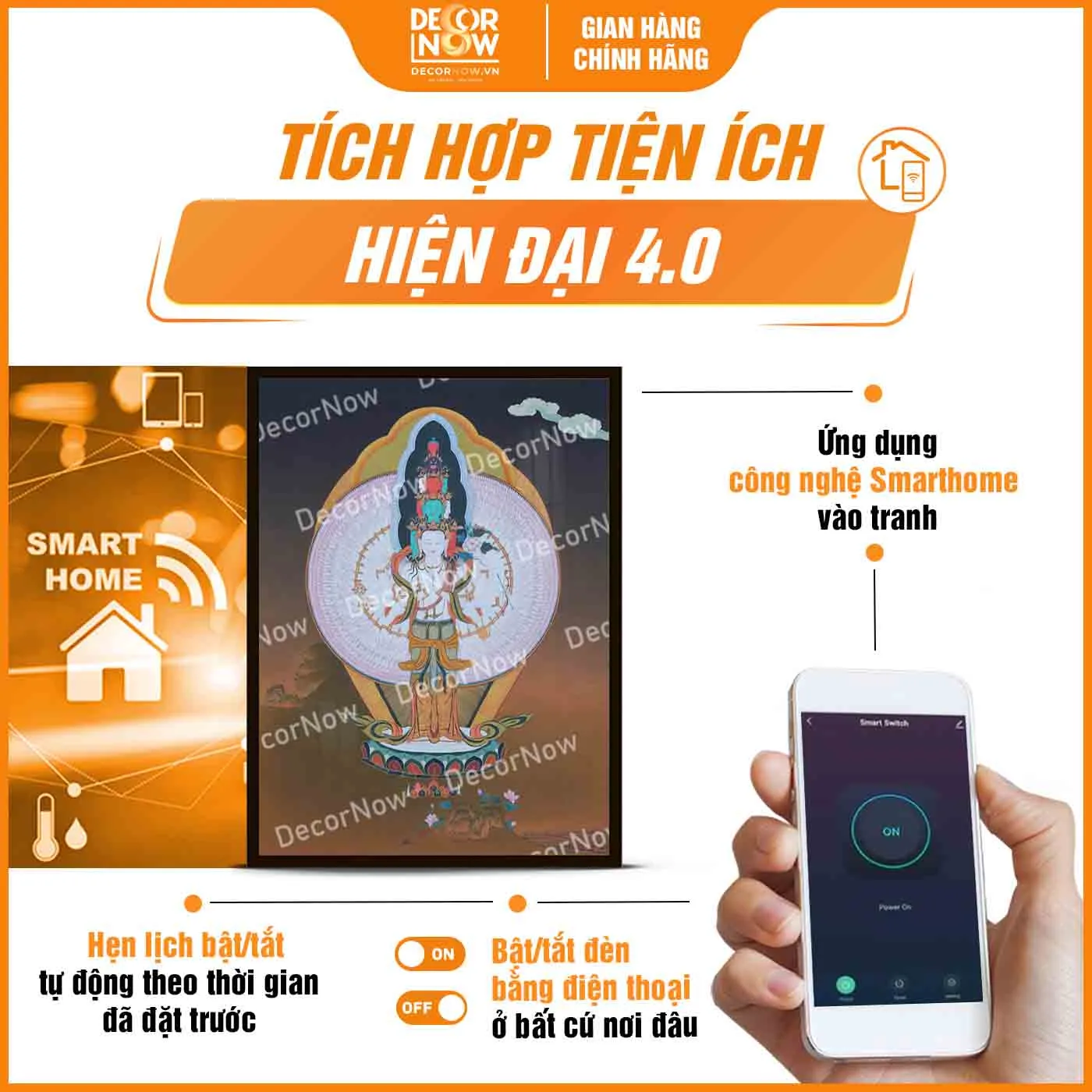 Công nghệ trong tranh Phật giáo đứng ThangKa Quan Âm Bồ Tát DecorNow HD879