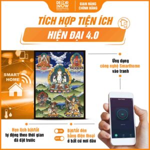 Công nghệ trong tranh Phật giáo đứng ThangKa Quan Âm Tứ Phủ DecorNow HD880