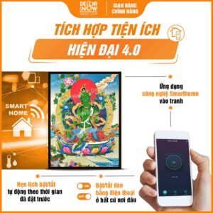 Công nghệ trong tranh Phật giáo đứng ThangKa Tara Xanh DecorNow HD881