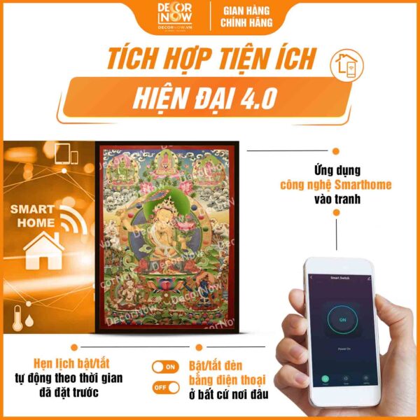 Công nghệ trong tranh Phật giáo đứng ThangKa Văn Thù Sư Lợi Bồ Tát DecorNow HD878