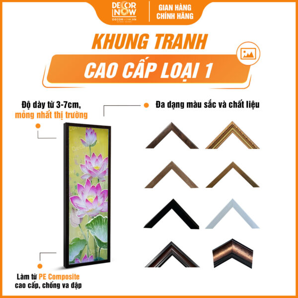 Đa dạng khung tranh hoằng pháp đối sen hồng hiện đại DecorNow HD843