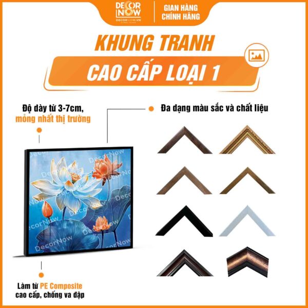 Đa dạng khung tranh hoằng pháp vuông sen đào quý phái DecorNow HD885