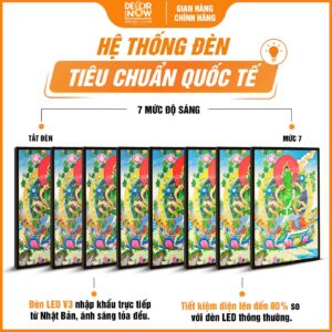 Hệ thống đèn tranh Phật giáo đứng ThangKa Tara Xanh DecorNow HD881