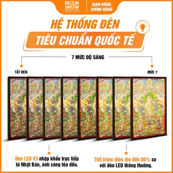 Hệ thống đèn tranh Phật giáo đứng ThangKa Văn Thù Sư Lợi Bồ Tát DecorNow HD878