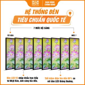 Hệ thống đèn trong tranh hoằng pháp đối sen hồng hiện đại DecorNow HD843