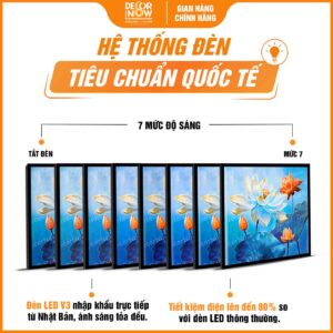 Hệ thống đèn trong tranh hoằng pháp vuông sen đào quý phái DecorNow HD885