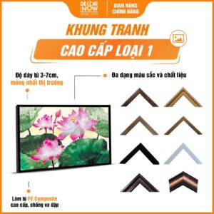 Khung tranh hoằng pháp ngang sen hồng mềm mại DecorNow HD863