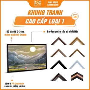 Khung tranh hoằng pháp ngang Sen và Núi DecorNow HD829