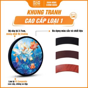 khung tranh hoằng pháp tròn sen xanh hy vọng DecorNow HD845