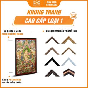 Khung tranh tranh Phật giáo đứng ThangKa Văn Thù Sư Lợi Bồ Tát DecorNow HD878