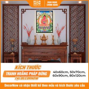 Kích thước phong thủy tranh Phật giáo đứng ThangKa Phật A Di Đà DecorNow HD866