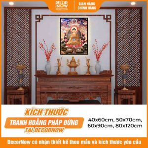 Kích thước phong thủy tranh Phật giáo đứng ThangKa Phật Thích Ca DecorNow HD882