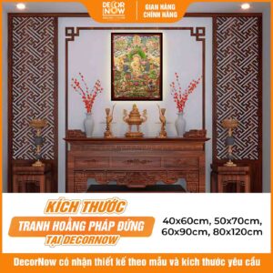 Kích thước phong thủy tranh Phật giáo đứng ThangKa Văn Thù Sư Lợi Bồ Tát DecorNow HD878