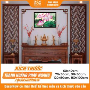 Kích thước tranh hoằng pháp ngang sen hồng mềm mại DecorNow HD863