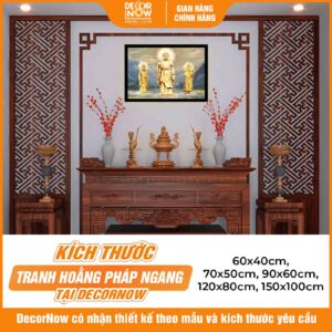 Kích thước tranh hoằng pháp Tây Phương Tam Thánh treo tường HD856