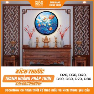 Kích thước tranh hoằng pháp tròn sen xanh hy vọng DecorNow HD845