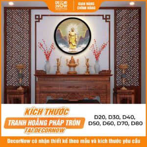 Kích thước tranh tròn treo tường Phật A Di Đà đứng DecorNow HD853