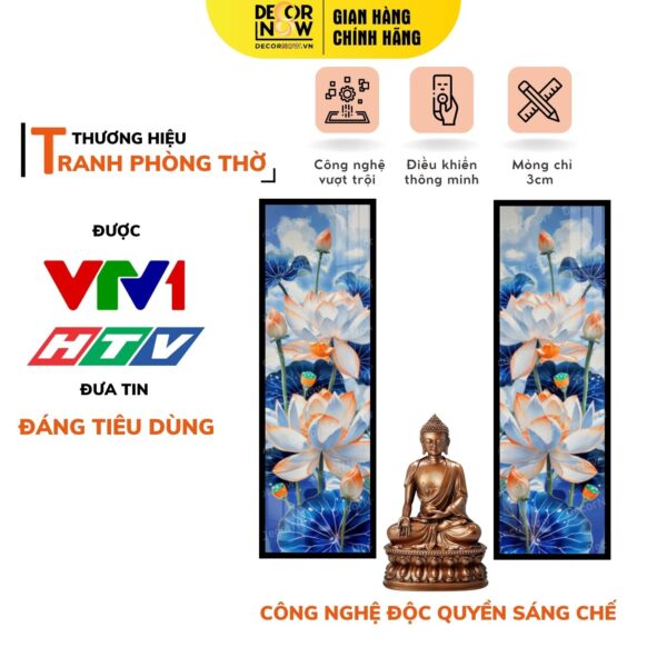 Tranh Hoằng Pháp Đối Sen Đào Quý Phái DecorNow HD859