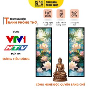 Tranh Hoằng Pháp Đối Sen Tre DecorNow HD886