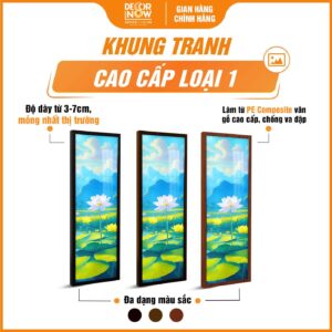 Khung tranh bộ tranh hoằng pháp họa tiết sen và núi