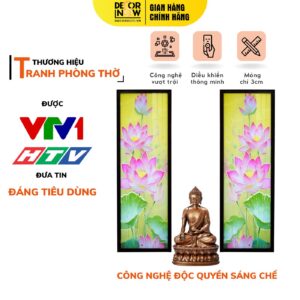 Tranh Hoằng Pháp Đối Sen Hồng Hiện Đại DecorNow HD843