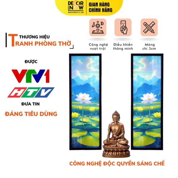 Tranh Hoằng Pháp Đối Sen Và Núi DecorNow HD827