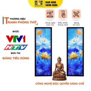 Tranh Hoằng Pháp Đối Sen Xanh Hy Vọng DecorNow HD844