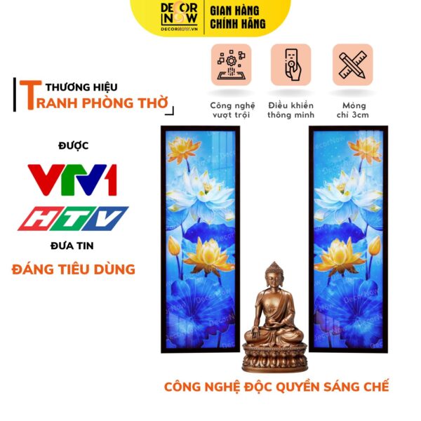 Tranh Hoằng Pháp Đối Sen Xanh Hy Vọng DecorNow HD844