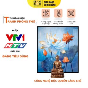 Tranh Hoằng Pháp Vuông Sen Đào Quý Phái DecorNow HD885