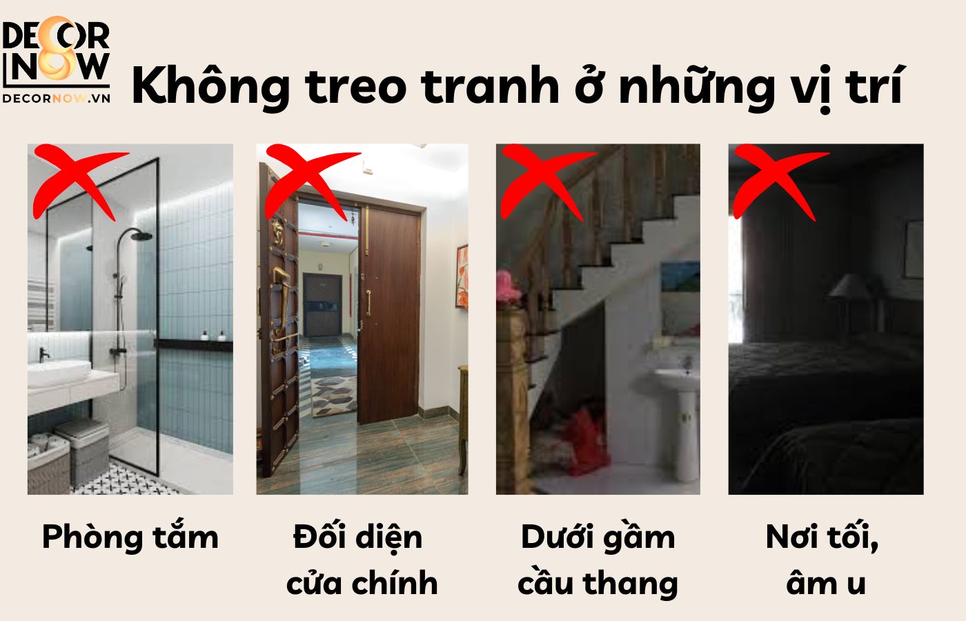 Lưu ý không treo tranh ở những vị trí