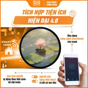 Công nghệ Smarthome trong tranh treo tường hoa sen hồng DecorNow HD850