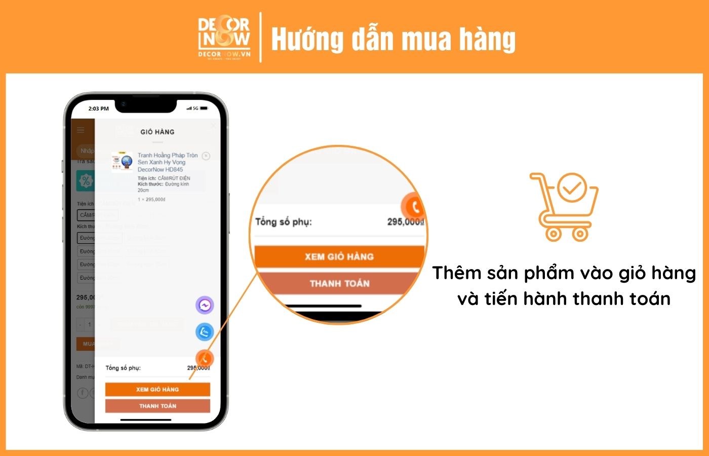 Hướng dẫn mua hàng thanh toán đơn hàng DecorNow