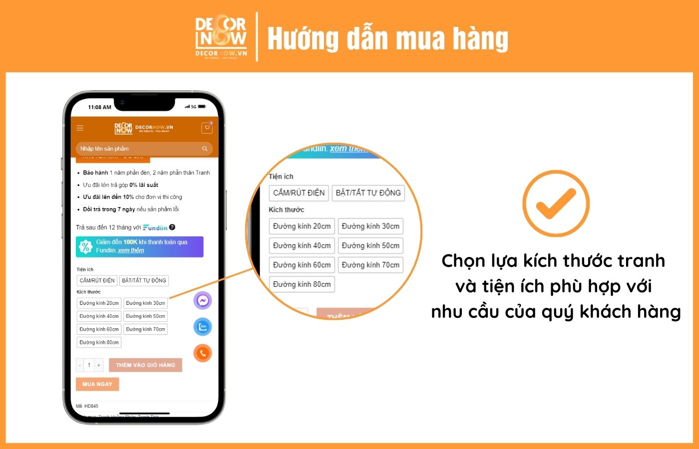 Hướng dẫn mua hàng thêm vào giỏ hàng DecorNow