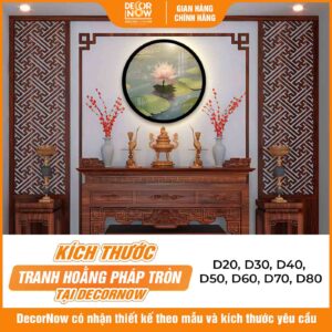 Kích thước tranh hoa sen hồng treo tường DecorNow HD850