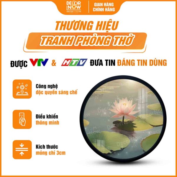 Tổng quan tranh hoằng pháp hồ nước và sen hồng HD850