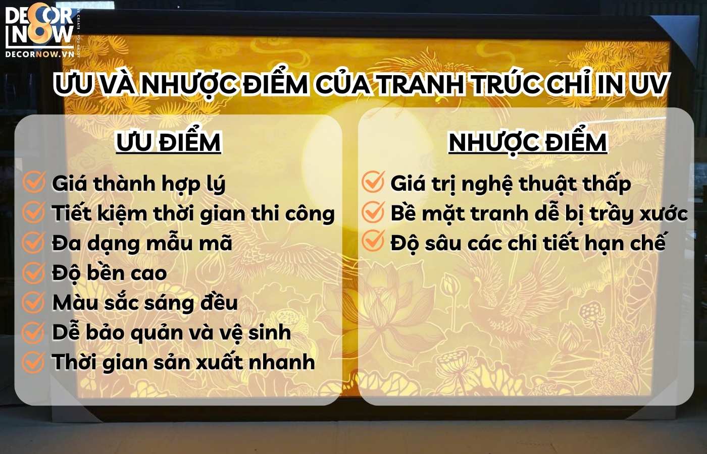 Ưu và nhược điểm của tranh trúc chỉ in UV