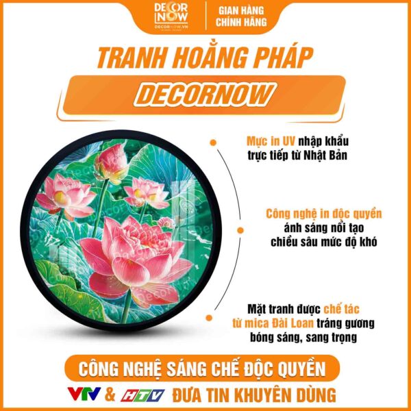 Bề mặt tranh treo tường hoa sen hồng DecorNow HD875