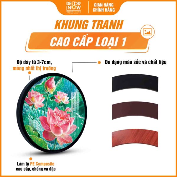 Khung tranh phòng thờ hoa sen hồng tỉnh thức treo tường HD875